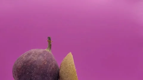 Sliced fig fruit and kiwi on a beautiful background. Stock Footage 288121604