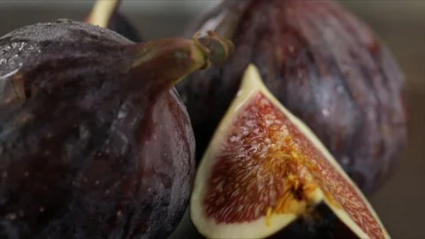 Sliced Figs Rotating Extreme Closeup Stock Footage 99138892