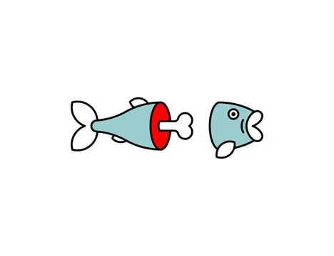 Sliced fish and bone isolated. Vector illustration Stock Illustration
