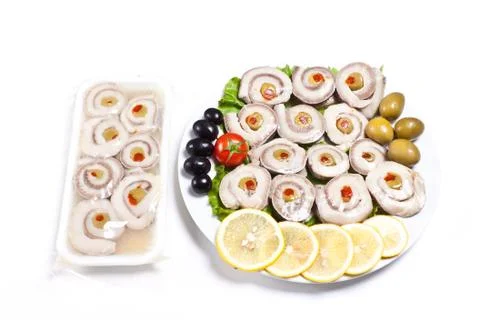 Sliced fish with vegetables Stock Photos