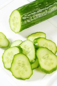 Sliced fresh cucumber Foto stock