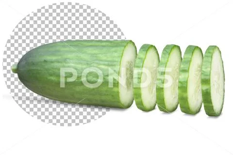 Sliced fresh cucumber. PSD Template