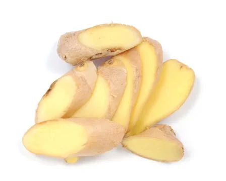 Sliced fresh ginger Stock Photos