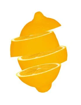 A sliced fresh lemon 3D render illustration Stock Illustration