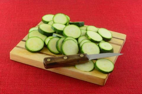 Sliced fresh raw zucchini squash Stock Photos