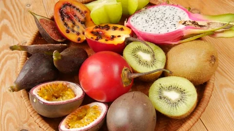 Sliced fruit in a basket. Stock Footage 241910037
