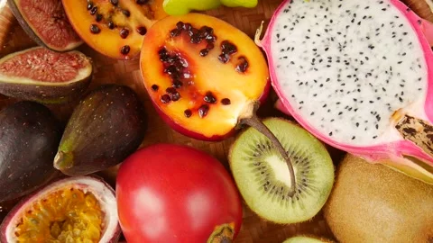 Sliced fruit in a basket. Video stock 242069506