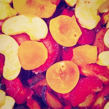 Sliced Fruit Lots of Sliced Fruit as Background, Instagram Effect Copyrigh... Foto stock