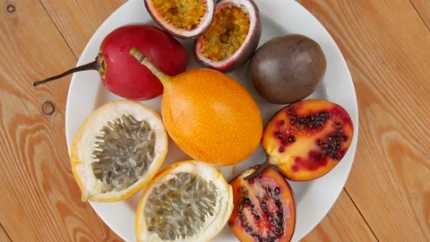 Sliced fruit on a plate. Stock Footage 238889574