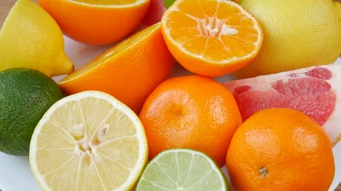 Sliced fruit on a plate. Stock Footage 240275757