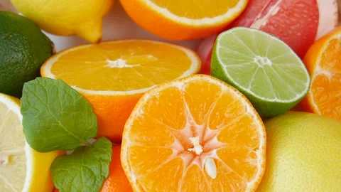 Sliced fruit on a plate. Stock Footage 241483392