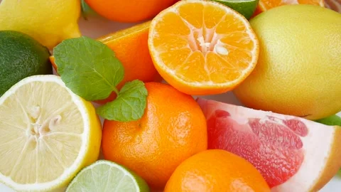 Sliced fruit on a plate. Stock Footage 243474948