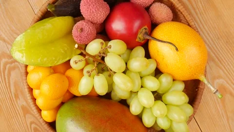 Sliced fruit on a plate. Video stock 243837924