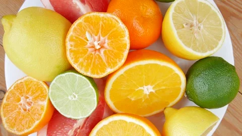 Sliced fruit on a plate. Stock Footage 244334752