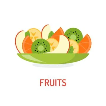 Sliced fruit in a plate Stock Illustration