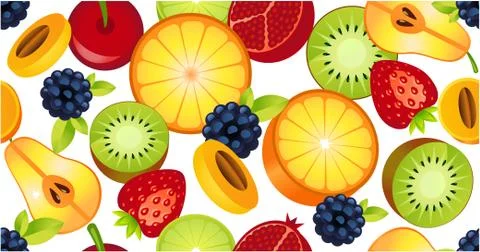 Sliced fruit seamless Stock Illustration