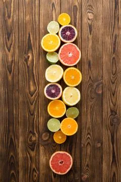 Sliced fruit in shape of exclamation mark Stock Photos
