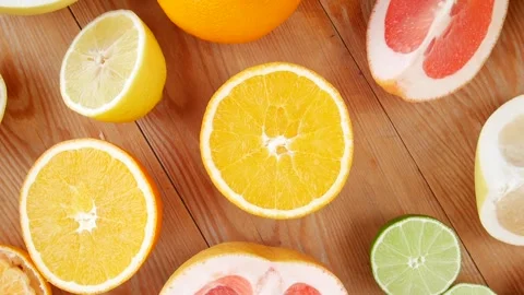 Sliced fruit on the table. Video stock 243877775