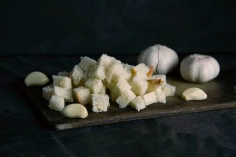 Sliced Garlic Bread Ingredients for Caesar Salad Stock Photos
