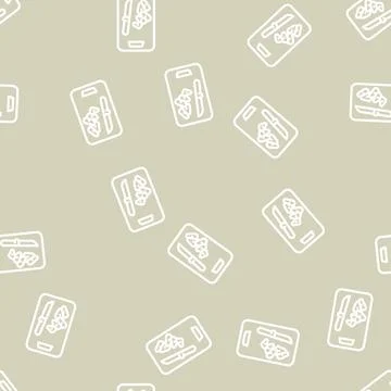 Sliced garlic knife line vector seamless pattern Stock Illustration