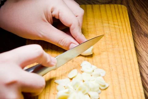 Sliced garlic Stock Photos