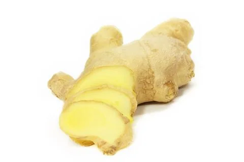 Sliced ginger isolated Foto stock