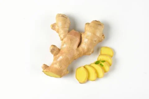 Sliced ginger root Stock Photos
