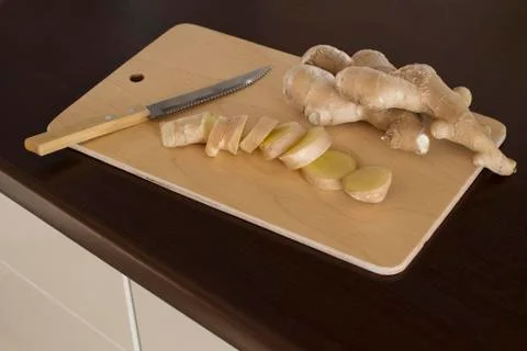 Sliced ginger root Stock Photos
