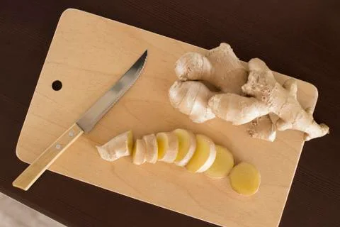 Sliced ginger root Stock Photos