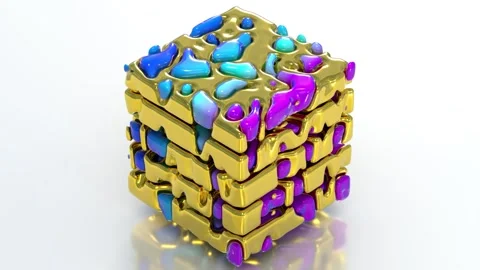 Sliced Gradient 3D Cube 59 4K Stock Footage 296542517