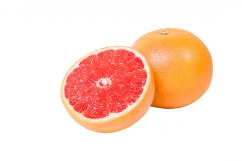 Sliced grapefruit on a white background Stock Photos