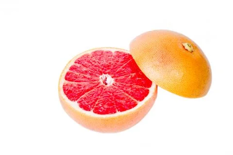 Sliced grapefruit on a white background Stock Photos