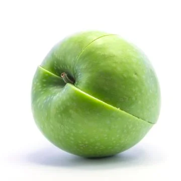 Sliced green apple cross section Stock Photos
