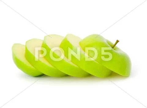Sliced green apple Stock Photos