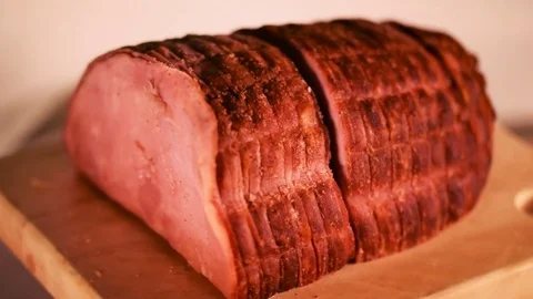 Sliced ham Stock Footage 84496827