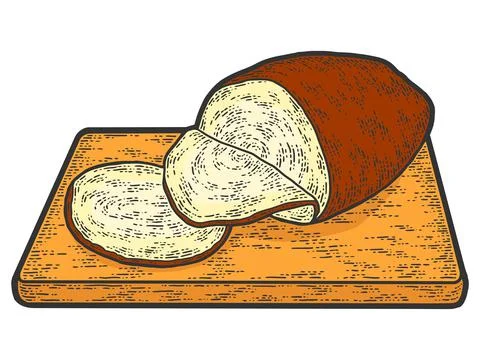 Sliced ham red. Sketch scratch board imitation color. Stock Illustration