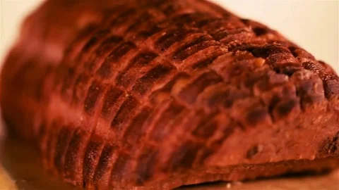 Sliced ham, seamless looping footage Stock Footage 84562475