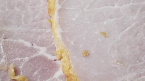 Sliced Ham texture extreme close up stock footage Stock Footage 90165077