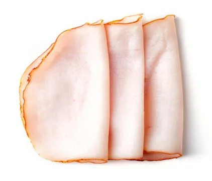 Sliced ham on white background Stock-Fotos