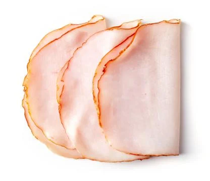 Sliced ham on white background Stock Photos
