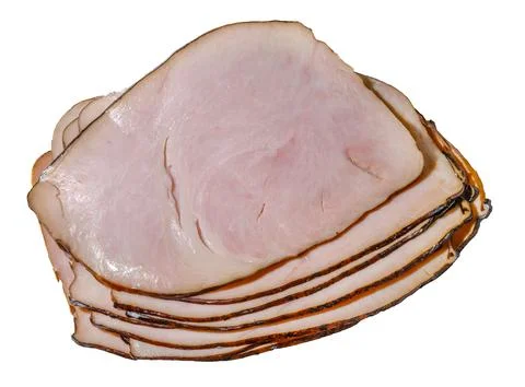 Sliced Ham on white surface, perfect for sandwiches. Nutritious, proteinrich Stock Photos