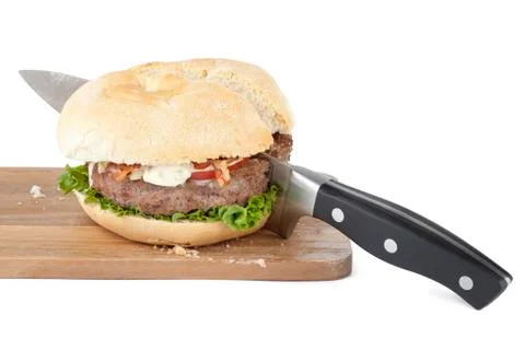Sliced hamburger Stock Photos