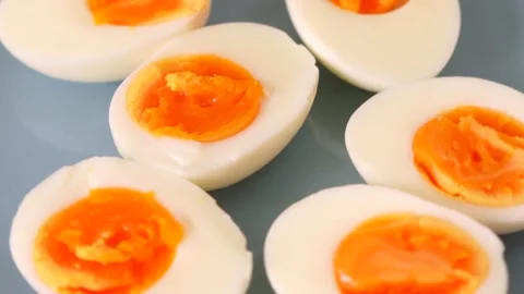 Sliced Hard-Boiled Eggs Stock Footage 138719727