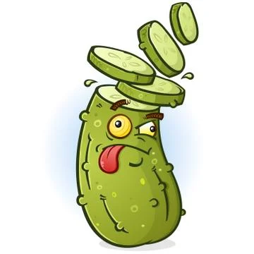 Sliced Head Pickle Cartoon Character Stock Illustration