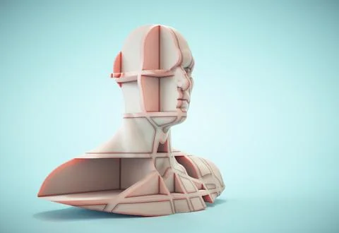 Sliced human head. The visionary concept. Illustrazione stock