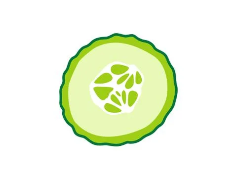 Sliced icon cucumber on isolated background. Stock Illustration