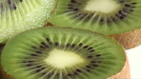Sliced kiwi fruit close up Stock Footage 1214113
