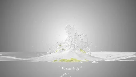 Sliced Kiwi Fruit Falling into Water with Splashes on different backgrounds Stock Footage 127794777