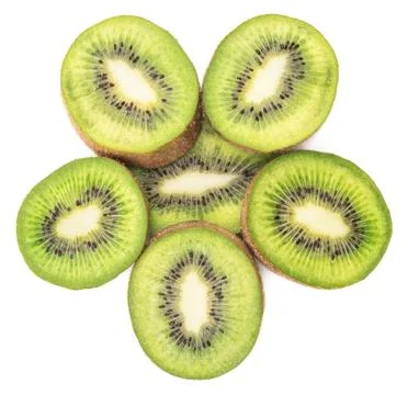 Sliced kiwi fruit isolated Stock Photos
