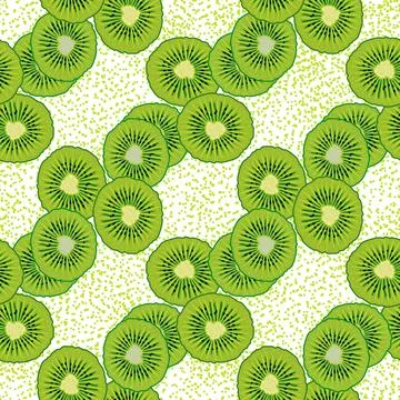 Sliced kiwifruit. Seamless background. Vector illustration Stock Illustration